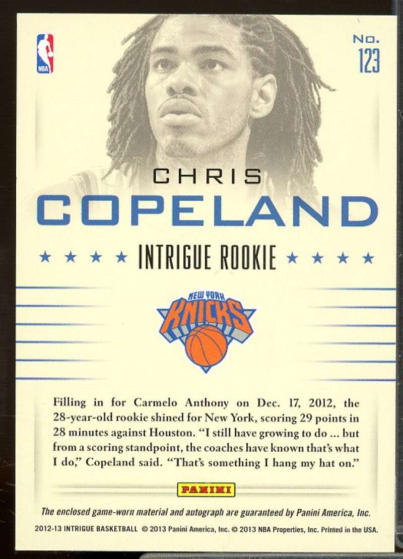 Chris Copeland JSY AU/99 Rookie Card 2012-13 Panini Intrigue #123  Image 2