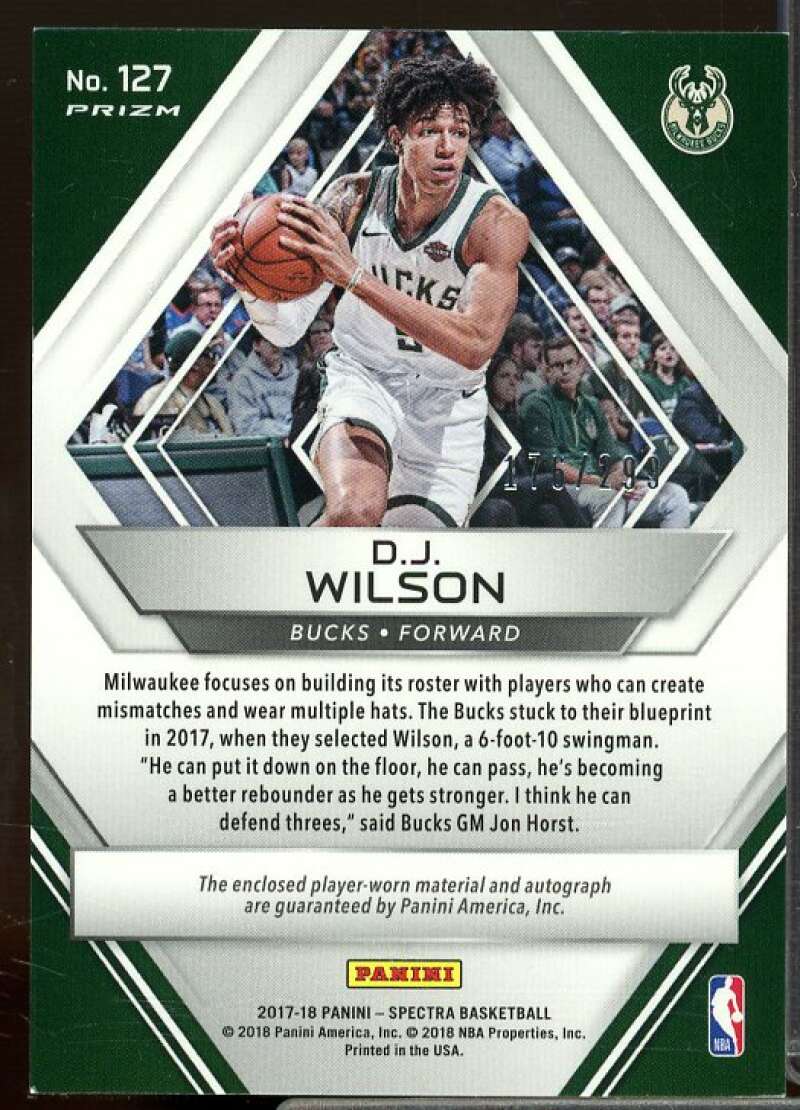 D.J. Wilson JSY AU/299 Rookie Card 2017-18 Panini Spectra #127  Image 2