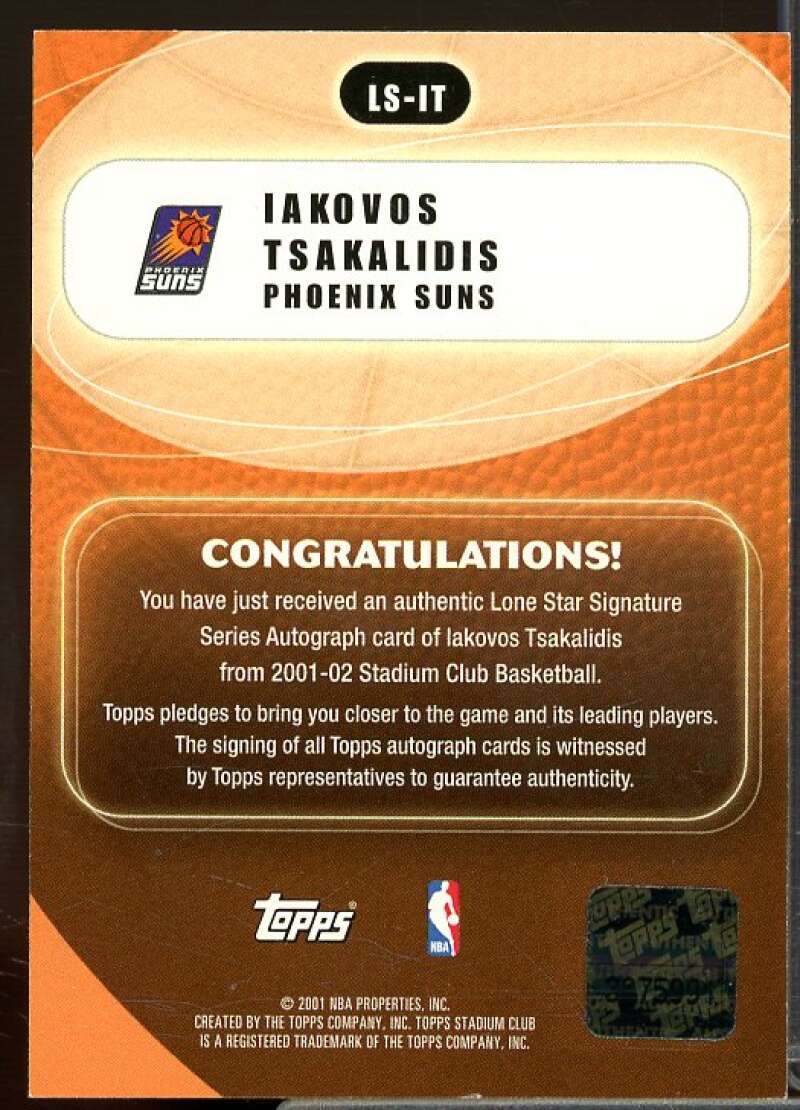 Iakovos Tsakalidis Card 2001-02 Stadium Club Lone Star Signatures #LSIT  Image 2