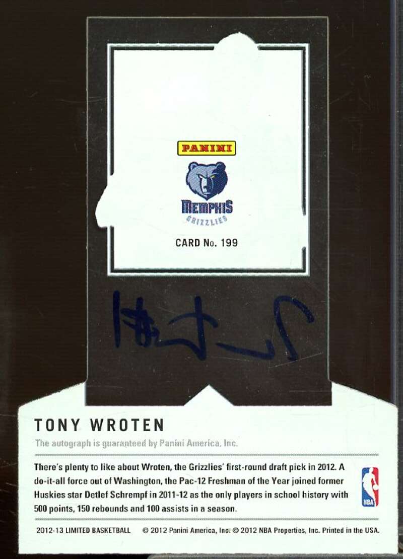 Tony Wroten Rookie AU/349 Rookie Card 2012-13 Limited #199  Image 2
