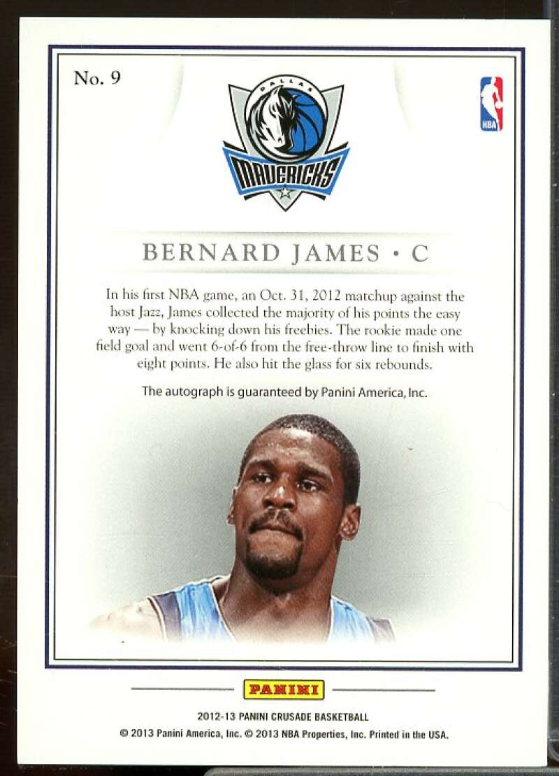 Bernard James Rookie Card 2012-13 Panini Crusade Quest Rookie Autographs #9  Image 2
