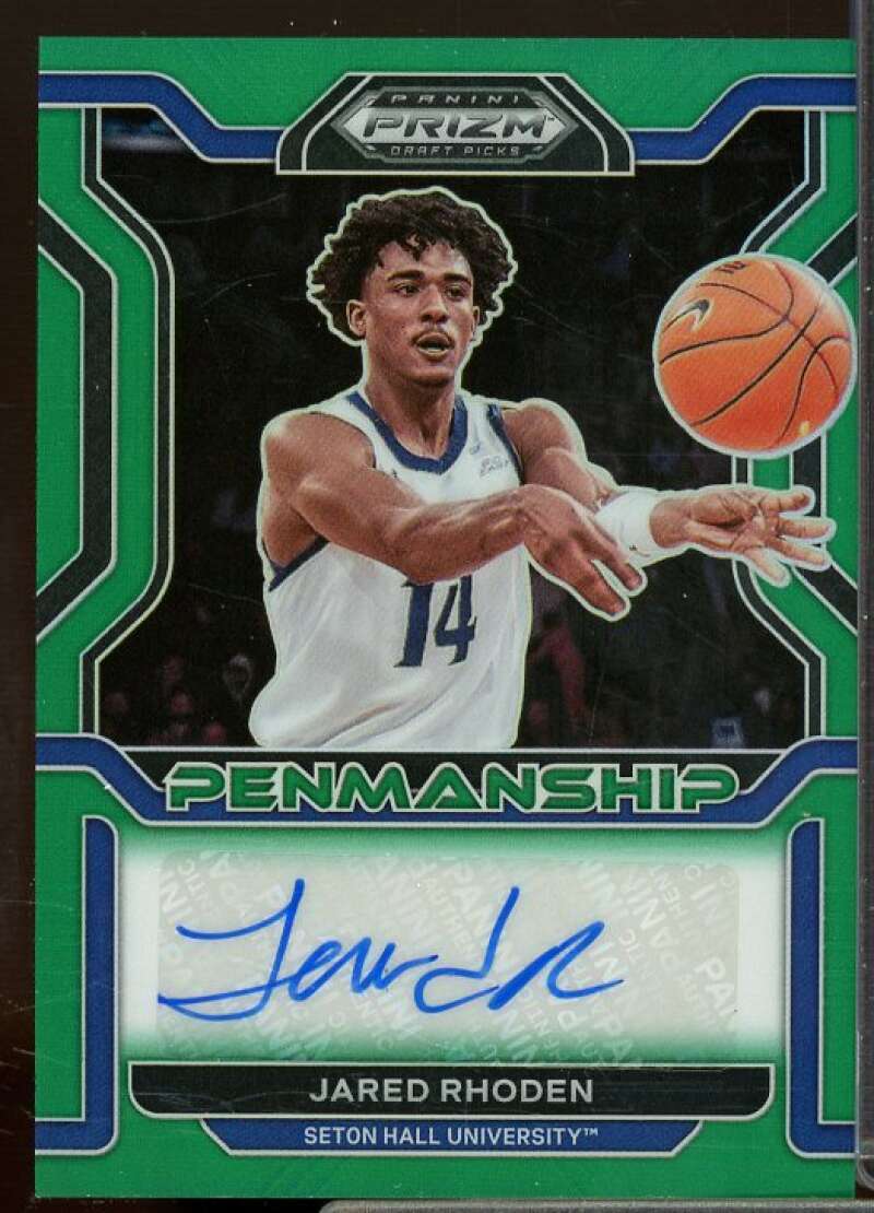 Jared Rhoden Card 2022-23 Panini Prizm Draft Picks College Penmanship Green #29  Image 1