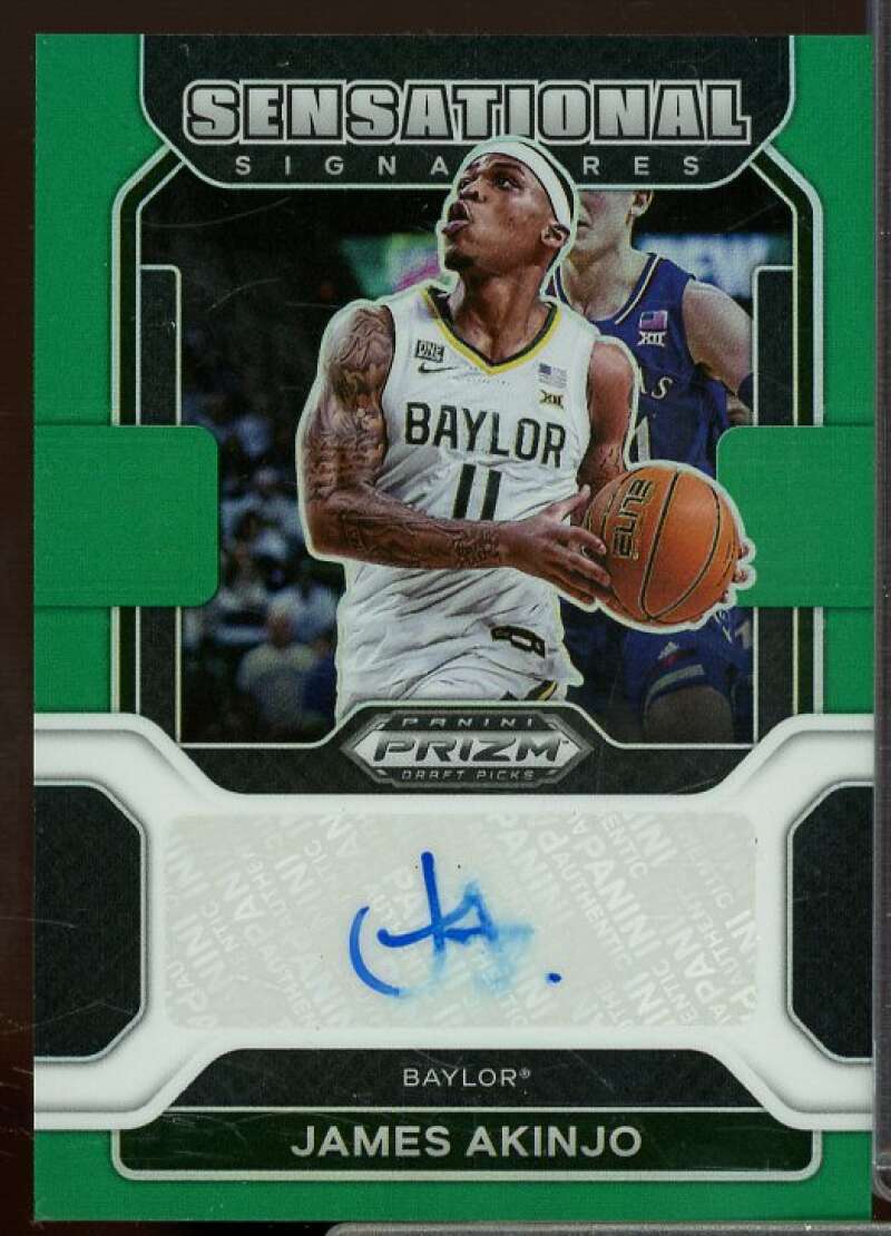 James Akinjo 2022-23 Panini Prizm Draft Sensational Signatures Prizms Green #31  Image 1