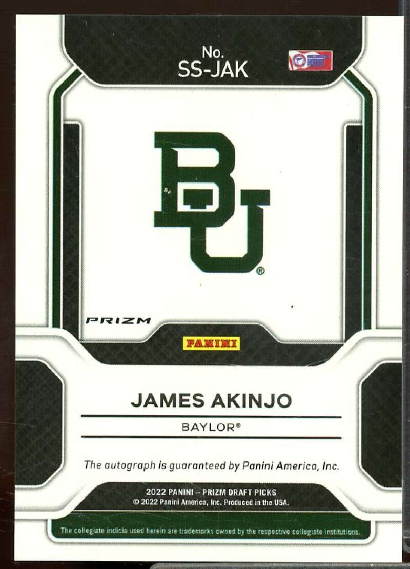 James Akinjo 2022-23 Panini Prizm Draft Sensational Signatures Prizms Green #31  Image 2