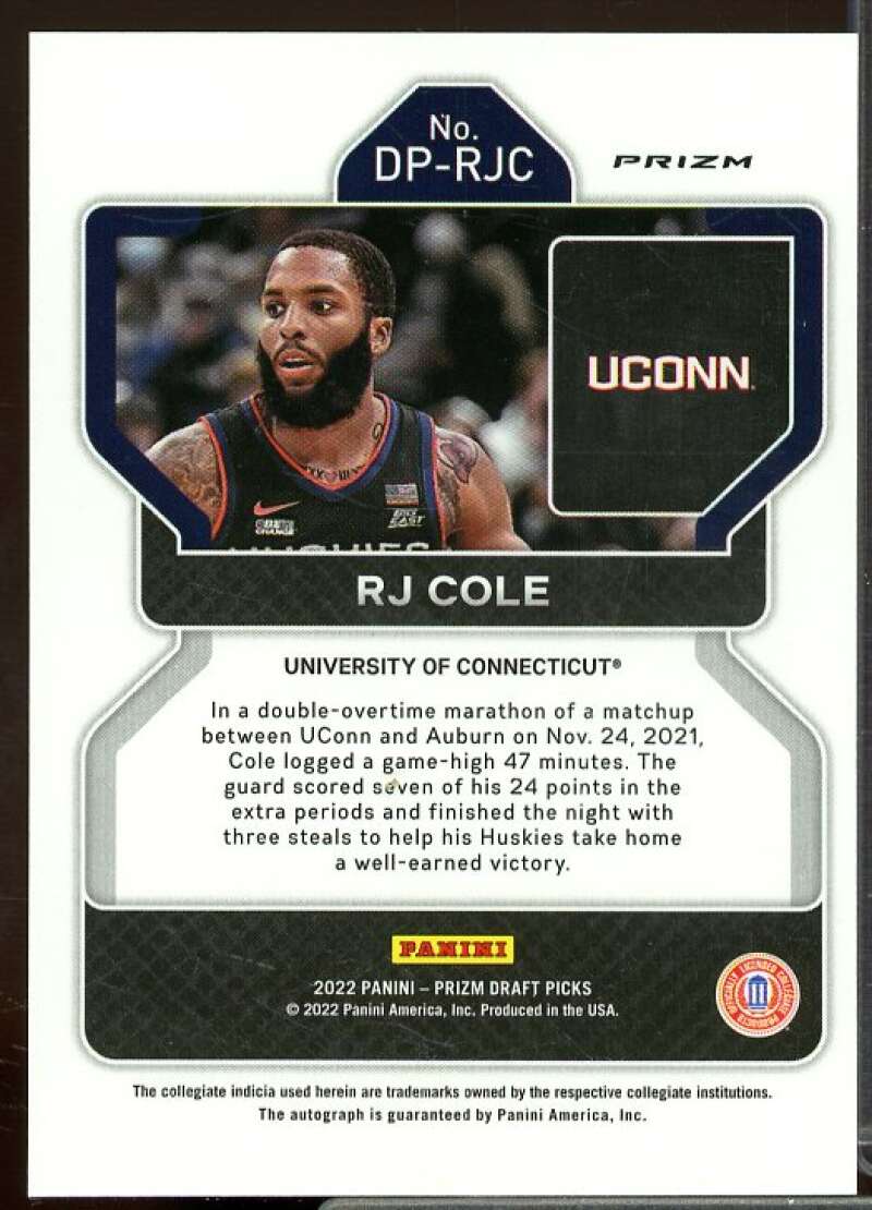 RJ Cole 2022-23 Panini Prizm Draft Picks Draft Picks Autographs Prizms Green #71  Image 2