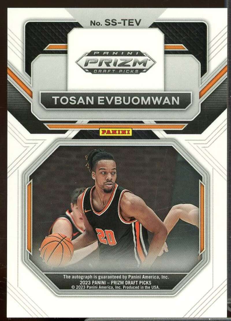 Tosan Evbuomwan Rookie Card 2023-24 Panini Prizm Draft Picks Autographs #19  Image 2