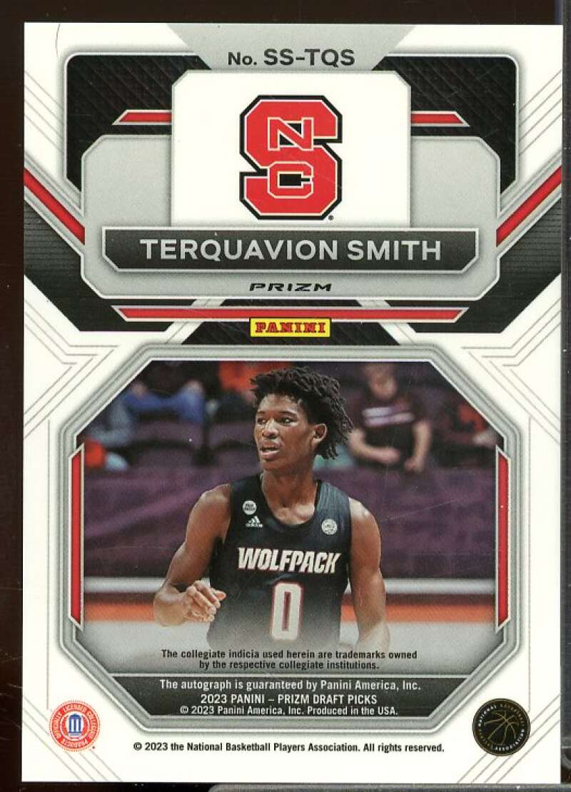 Terquavion Smith 2023-24 Panini Prizm Draft Picks Rookie Autographs Green #35  Image 2