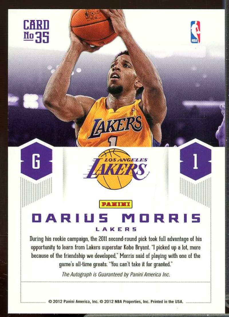 Darius Morris Rookie 2012-13 Prestige Prestigious Picks Rookie Signatures #35  Image 2