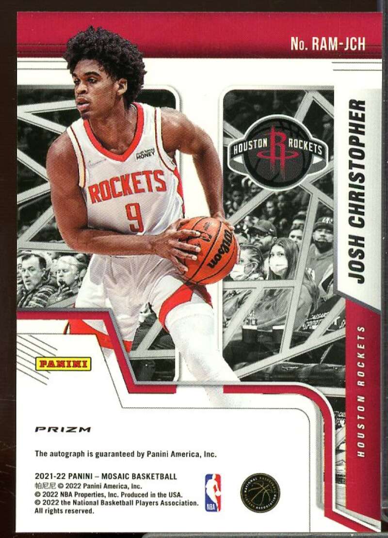 Josh Christopher Card 2021-22 Panini Mosaic Rookie Autographs Mosaic #5  Image 2