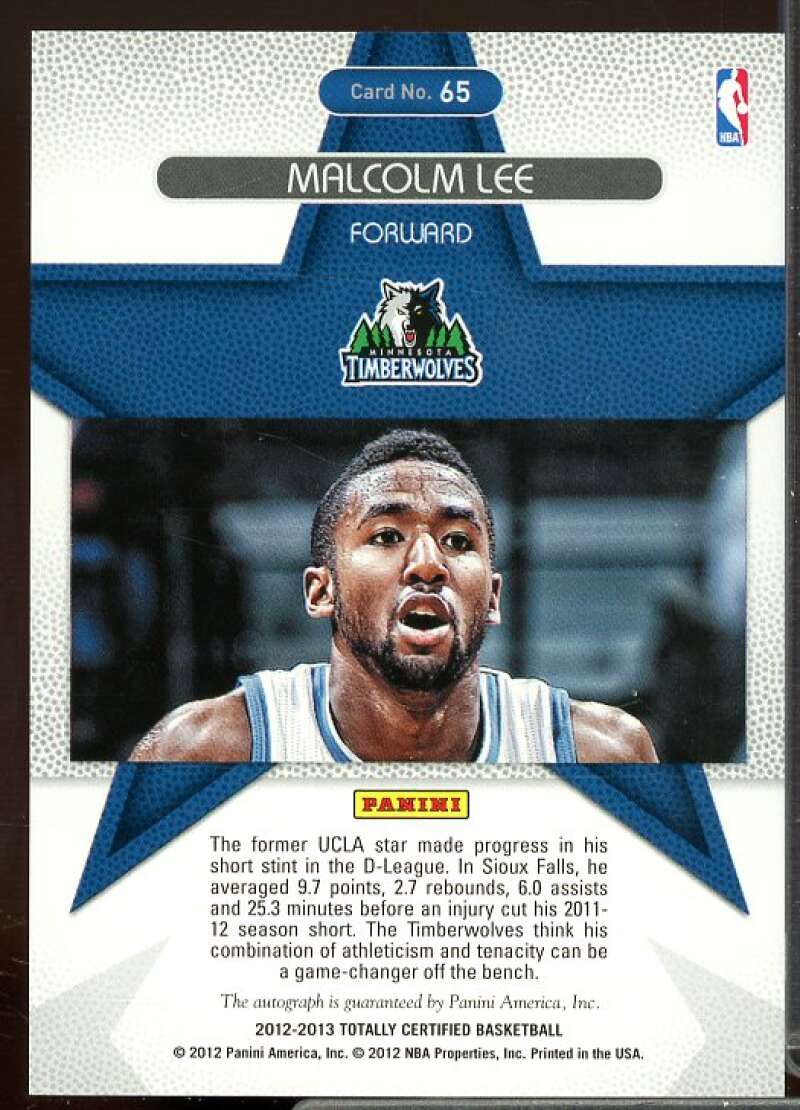 Malcolm Lee/199 2012-13 Totally Certified Rookie Roll Call Autographs Blue #65  Image 2