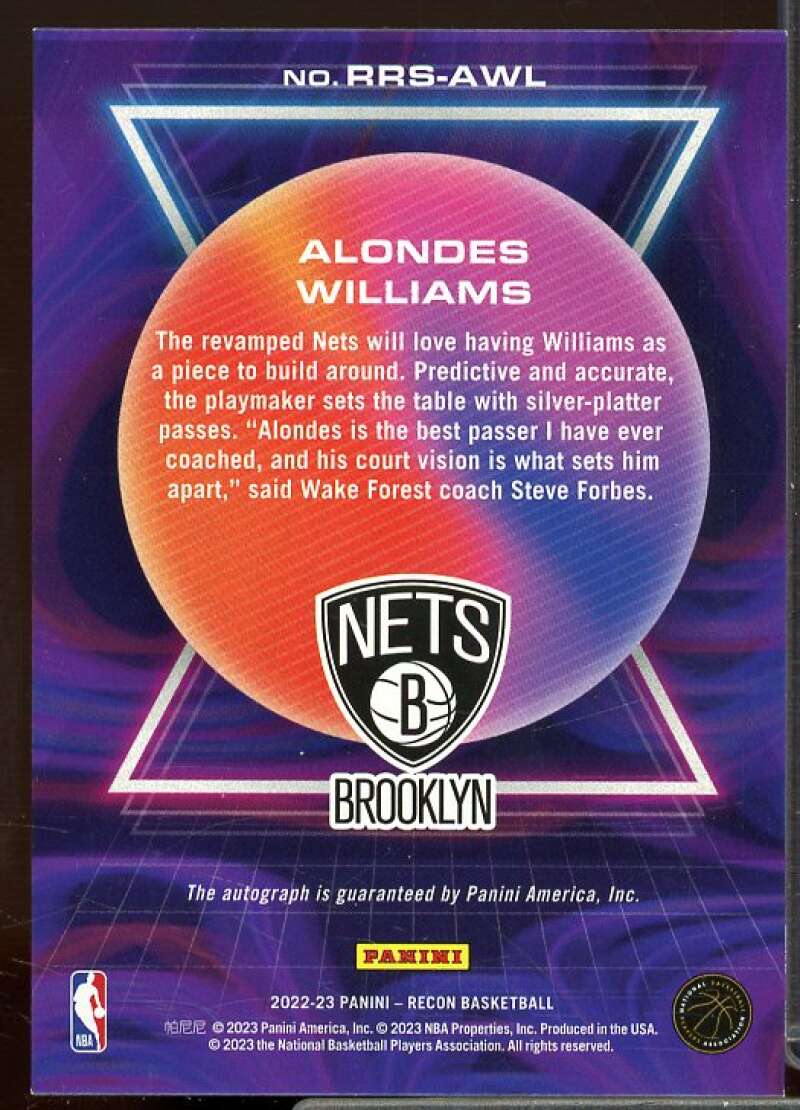 Alondes Williams/149 Rookie 2022-23 Panini Recon Rookie Recon Signatures #12  Image 2
