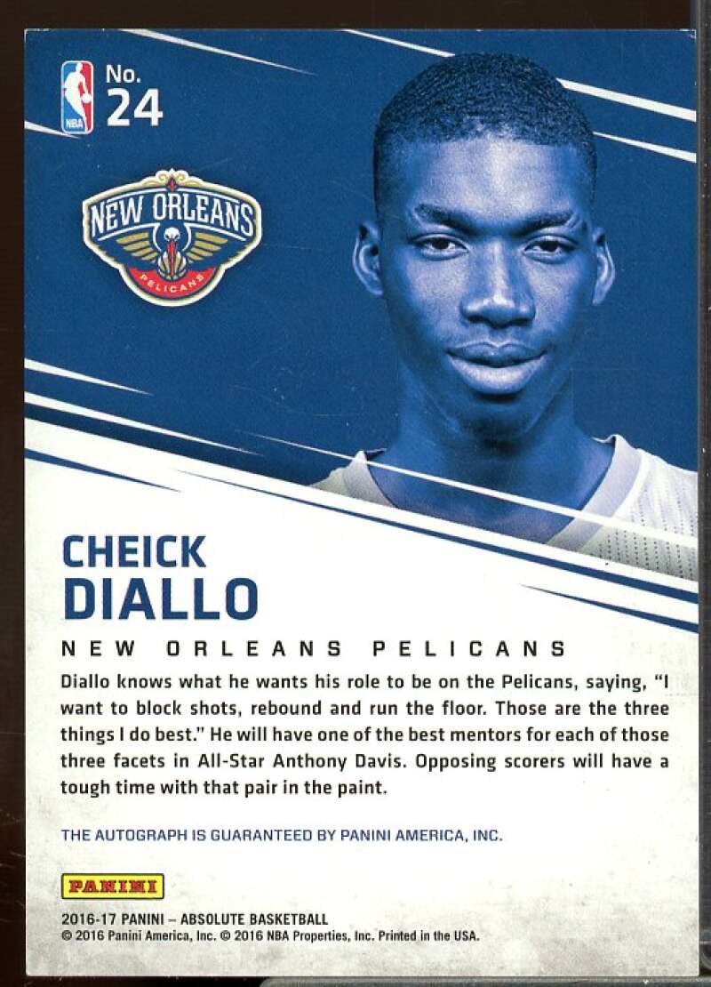 Cheick Diallo Rookie Card 2016-17 Absolute Memorabilia Rookie Autographs #24  Image 2