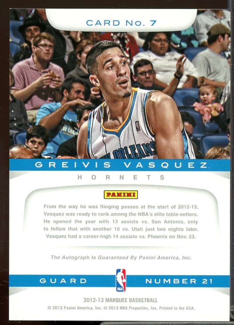 Greivis Vasquez Card 2012-13 Panini Marquee Signatures #7  Image 2