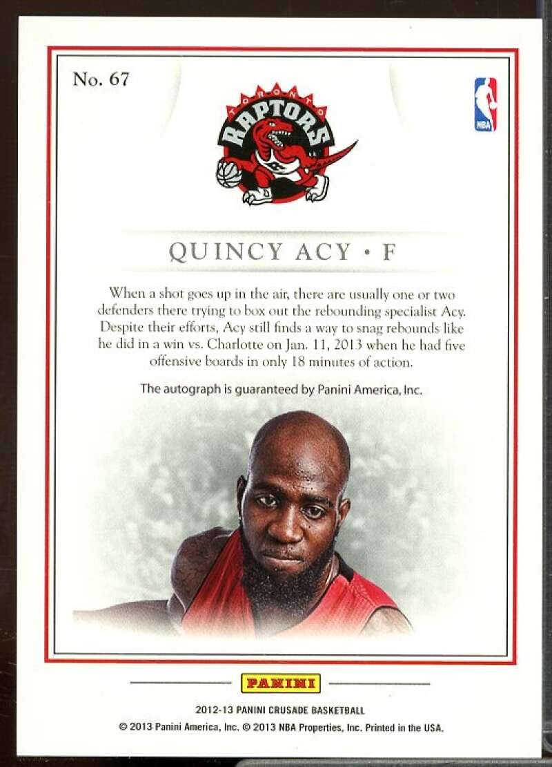 Quincy Acy Rookie Card 2012-13 Panini Crusade Quest Rookie Autographs #67  Image 2