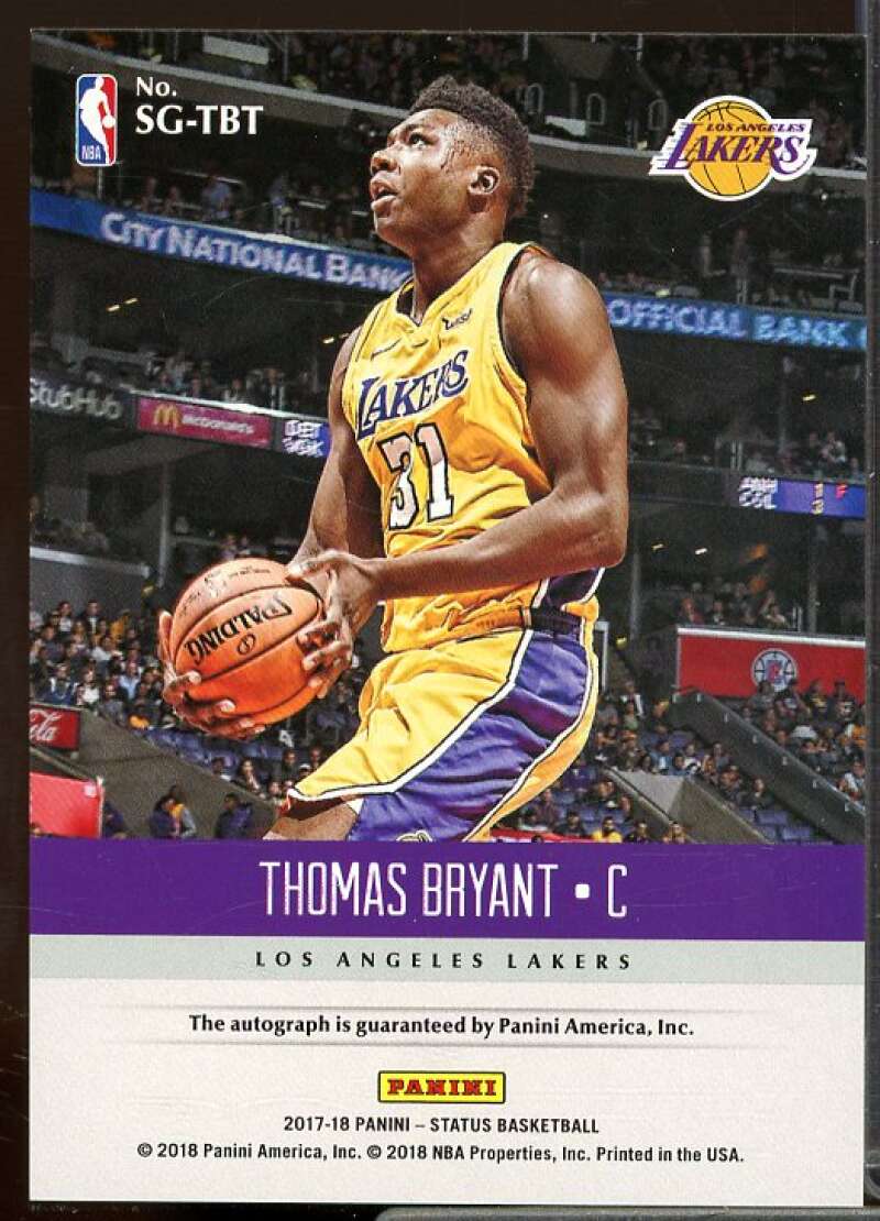 Thomas Bryant Rookie Card 2017-18 Panini Status Rookie Signatures #11  Image 2