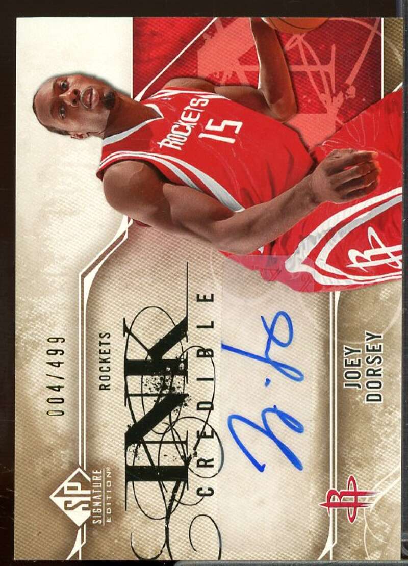 Joey Dorsey/499 Card 2009-10 SP Signature Edition INKcredible #IJD  Image 1