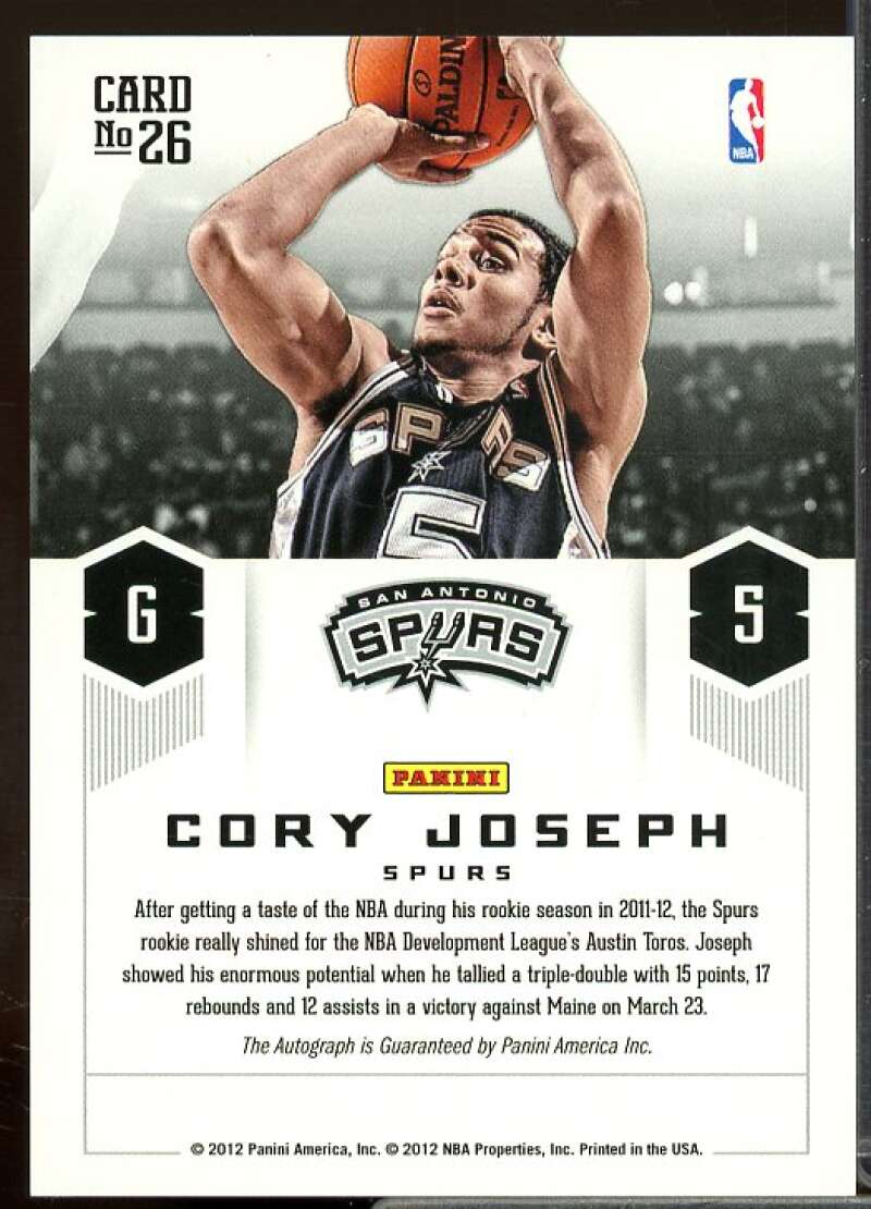 Cory Joseph Rookie 2012-13 Prestige Prestigious Picks Rookie Signatures #26  Image 2