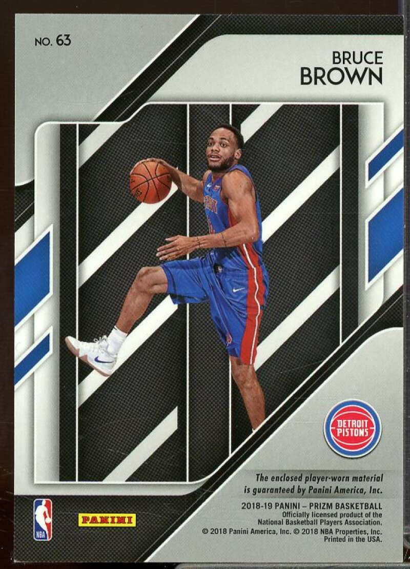 Bruce Brown Card 2018-19 Panini Prizm Sensational Swatches #63  Image 2