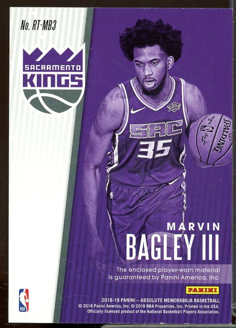 Marvin Bagley III Rookie 2018-19 Absolute Memorabilia Rookie Threads Level 2 #2  Image 2