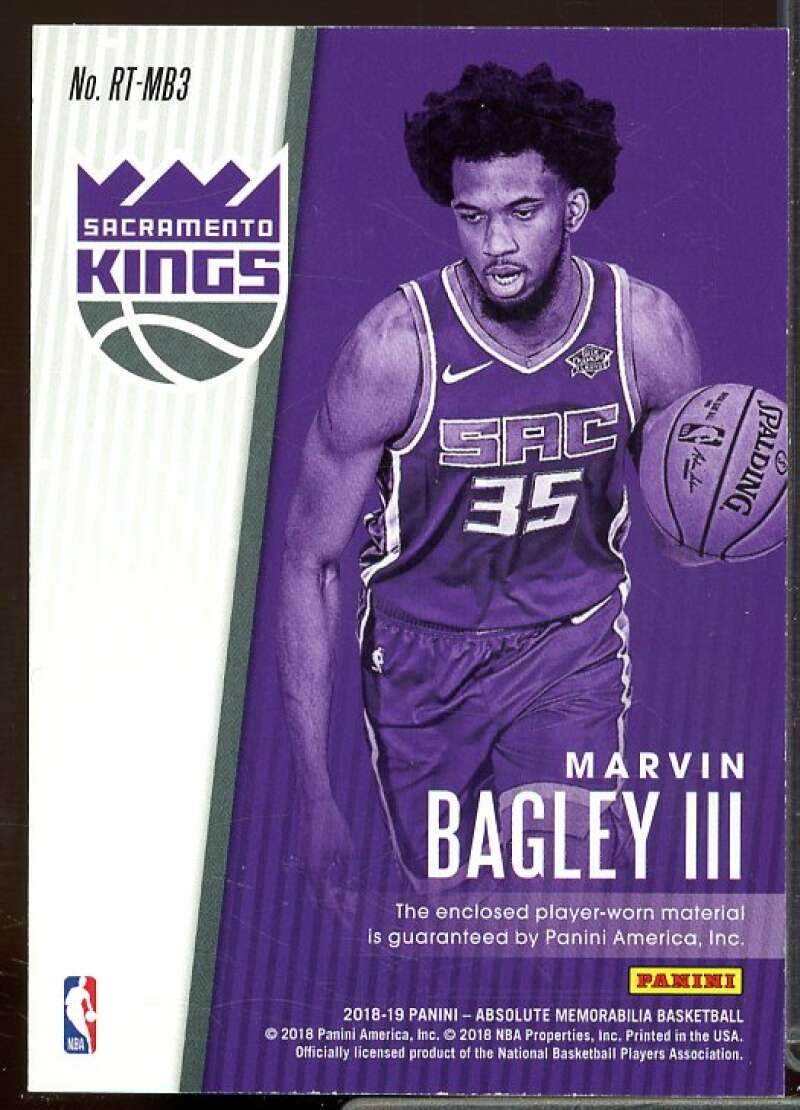 Marvin Bagley III Rookie 2018-19 Absolute Memorabilia Rookie Threads Level 2 #2  Image 2