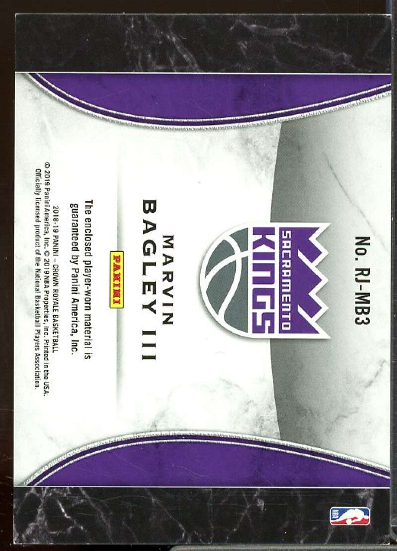 Marvin Bagley III Rookie Card 2018-19 Crown Royale Rookie Jerseys #32  Image 2
