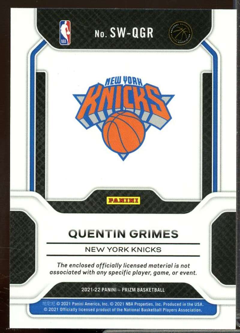 Quentin Grimes Rookie Card 2021-22 Panini Prizm Rookie Sensational Swatches #85  Image 2