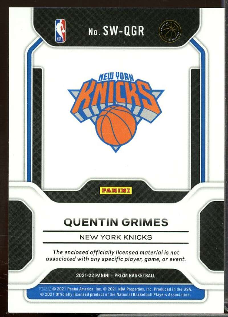 Quentin Grimes Rookie Card 2021-22 Panini Prizm Rookie Sensational Swatches #85  Image 2