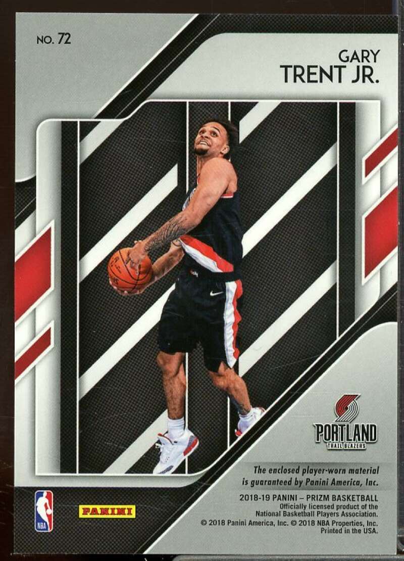 Gary Trent Jr. Rookie Card 2018-19 Panini Prizm Rookie Sensational Swatches #72  Image 2