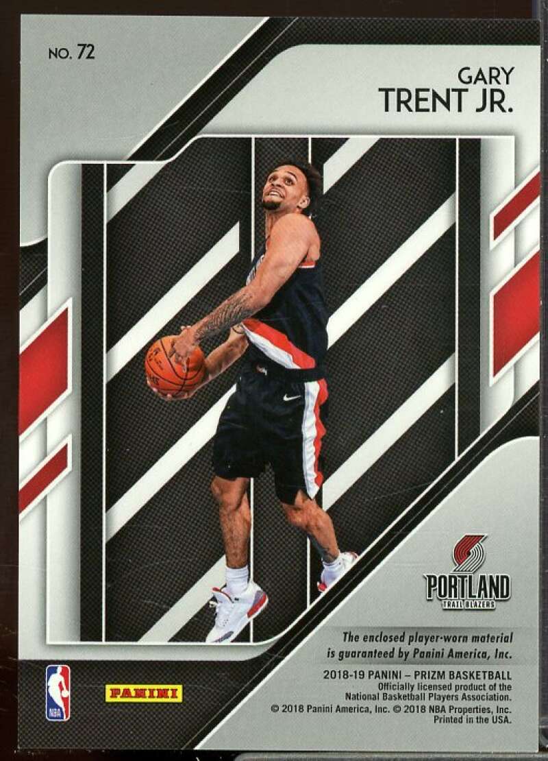 Gary Trent Jr. Rookie Card 2018-19 Panini Prizm Rookie Sensational Swatches #72  Image 2