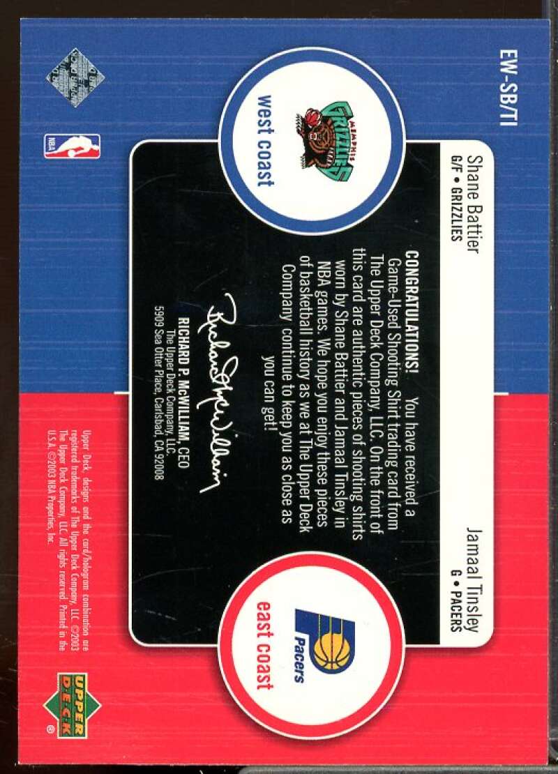 Jamaal Tinsley/Shane Battier 2003-04 Upper Deck East West Coast Jerseys #TISB  Image 2