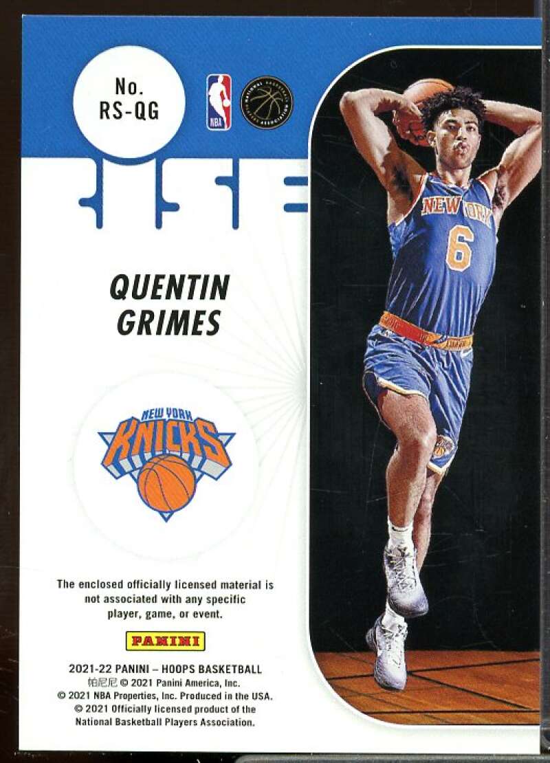 Quentin Grimes Card 2021-22 Hoops Rise N Shine Memorabilia #16  Image 2