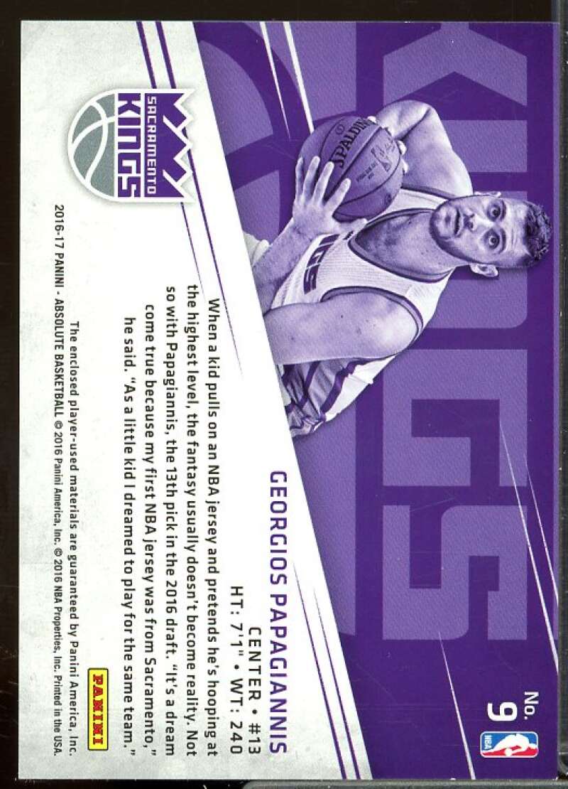 Georgios Papagiannis Card 2016-17 Absolute Tools Trade Rookie Materials Quad #9  Image 2