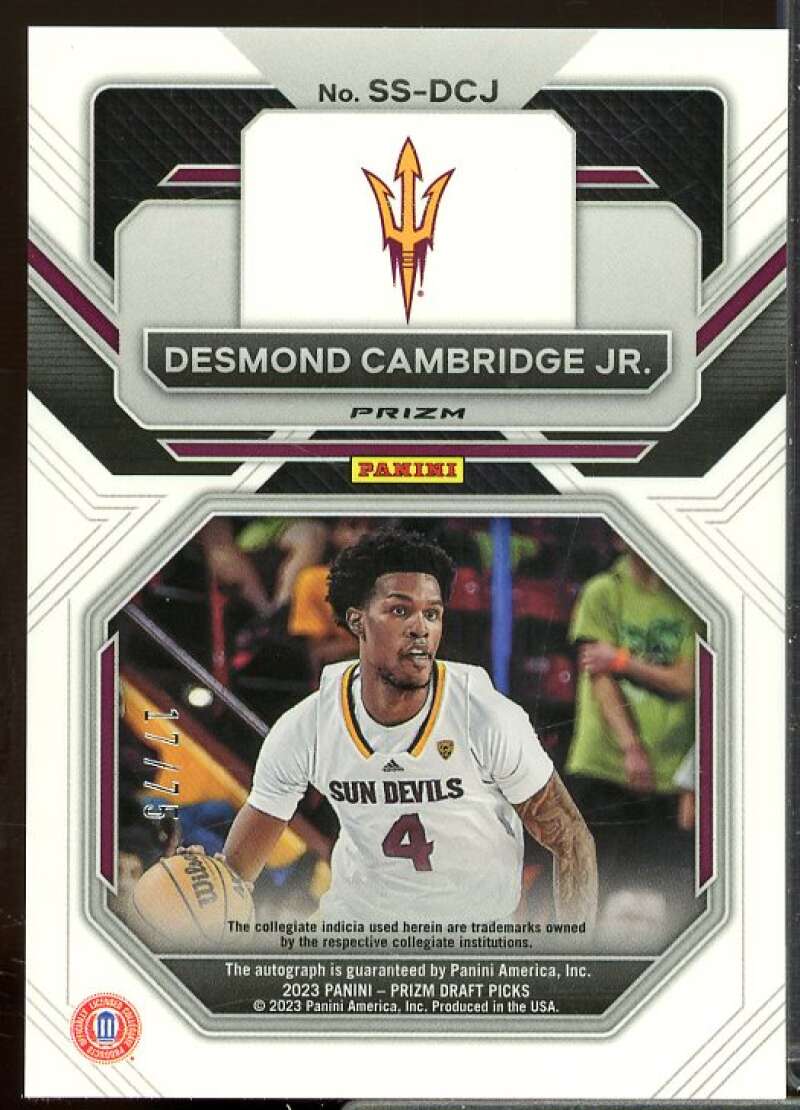 Desmond Cambridge Jr./75 2023-24 Panini Prizm Draft Picks Autograph Blue Ice #46  Image 2