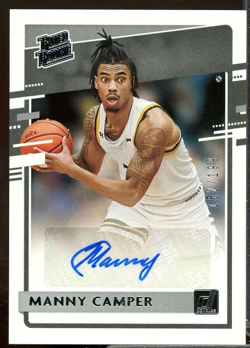 Manny Camper 2021-22 Panini Chronicles Draft Donruss Rated Rookie Autographs #21  Image 1