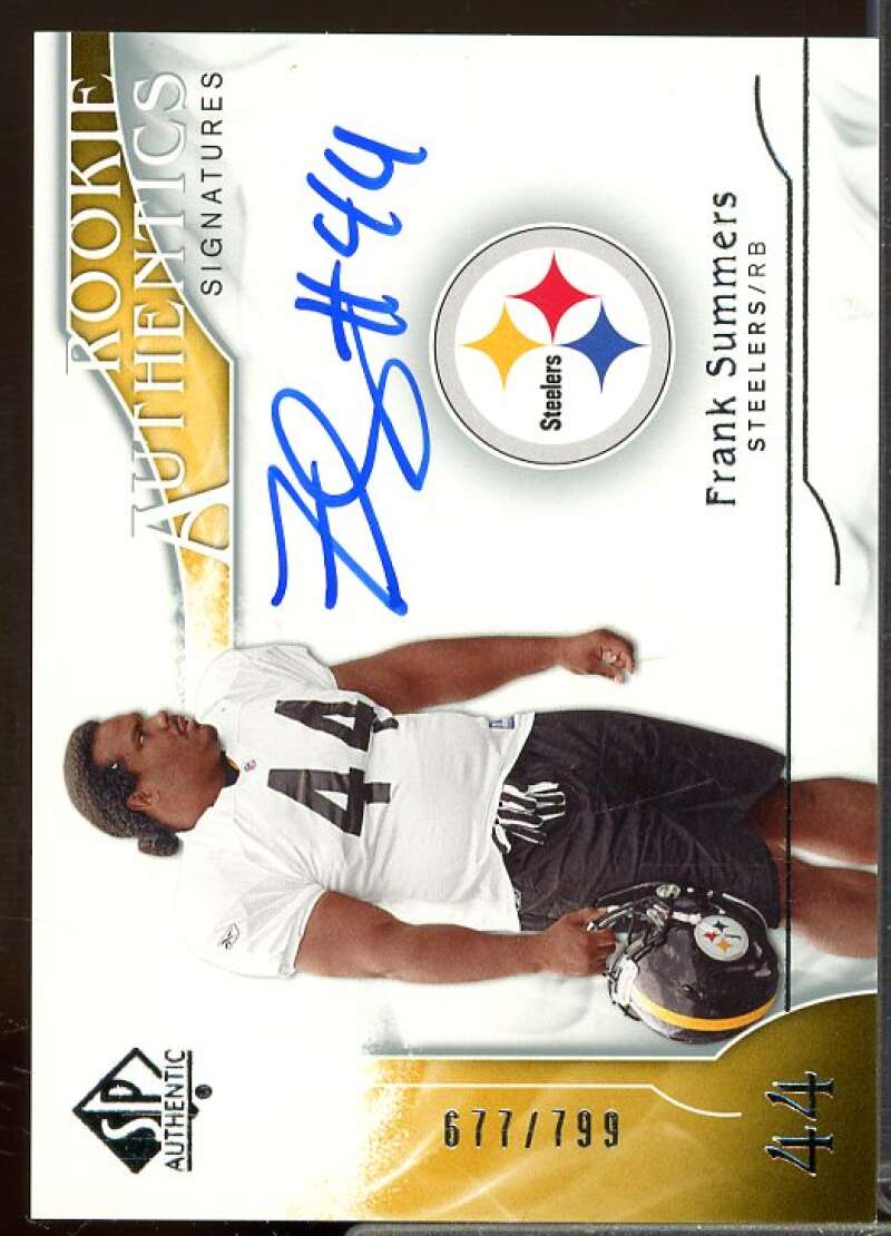 Frank Summers AU/799 Rookie Card 2009 SP Authentic Rookie #339  Image 1