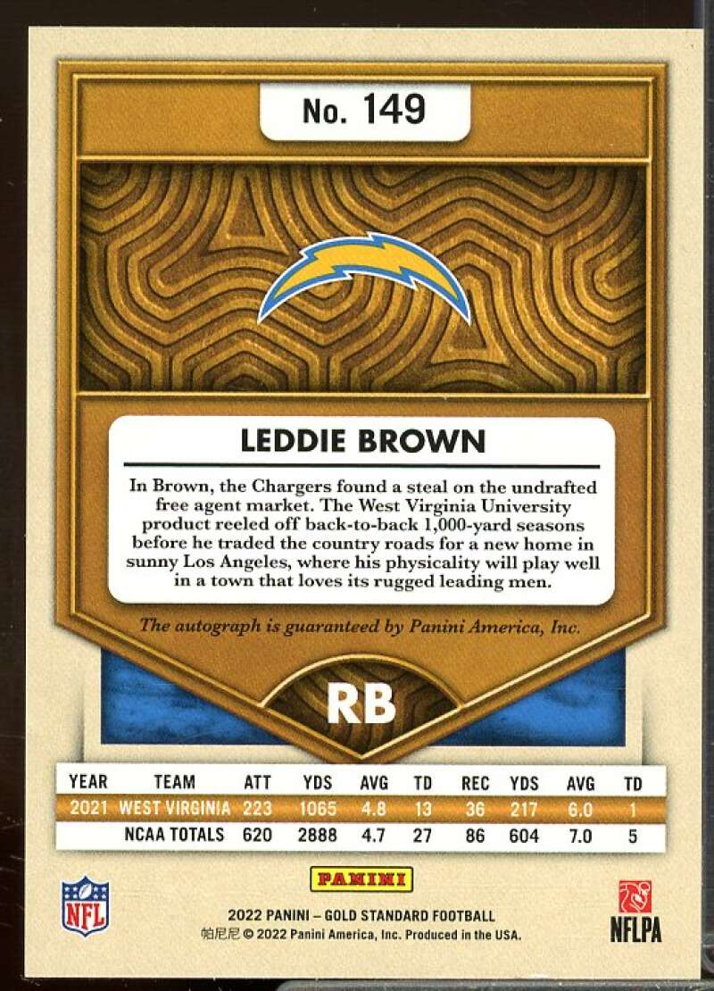 Leddie Brown/199 Rookie Card 2022 Panini Gold Standard Rookie Autographs #149  Image 2