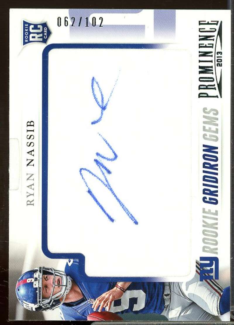 Ryan Nassib/102 2013 Panini Prominence Rookie Gridiron Gems Autographs #180  Image 1