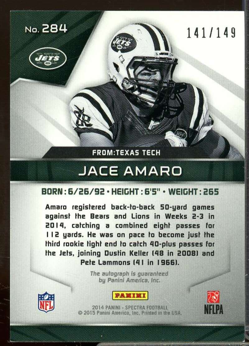 Jace Amaro AU Rookie Card 2014 Panini Spectra Rookie #284  Image 2