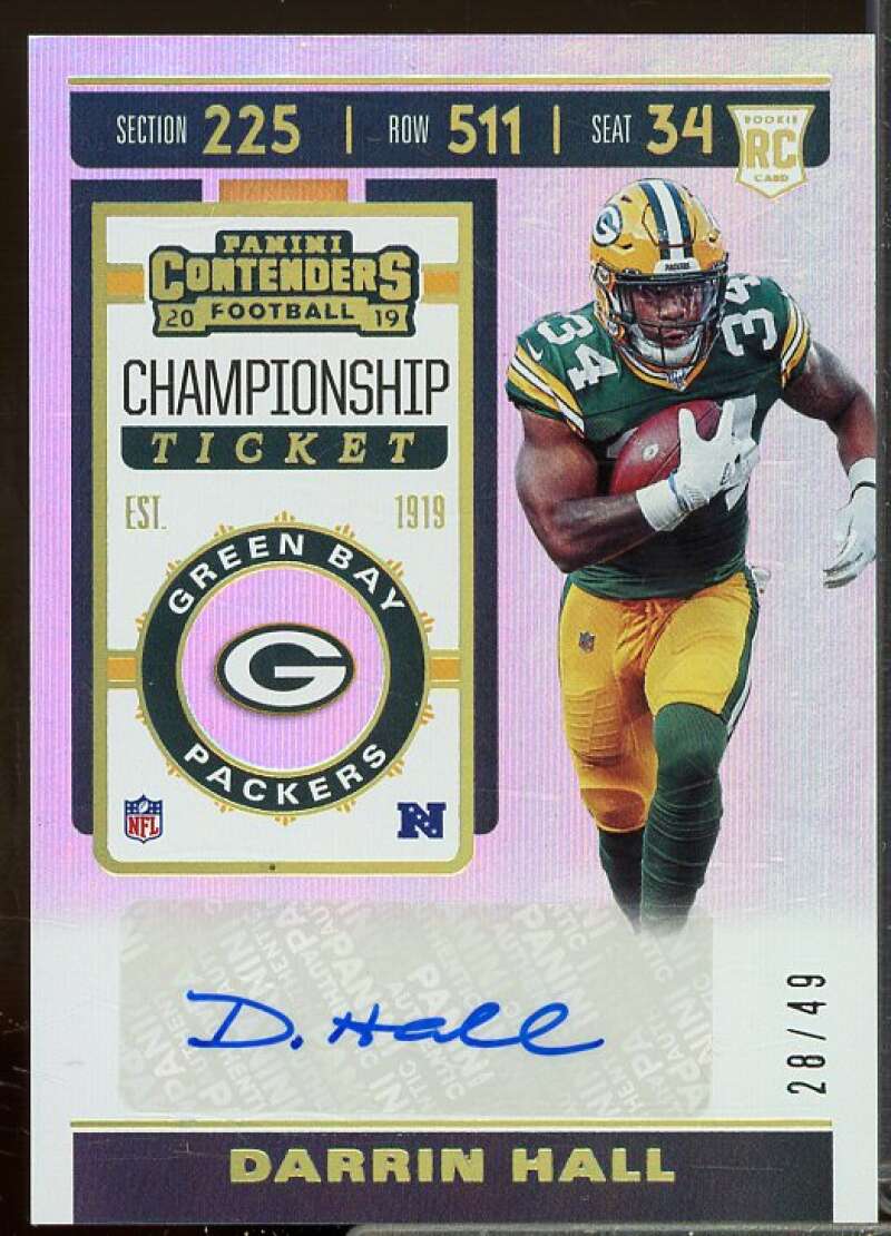 Darrin Hall AU/49 Rookie 2019 Panini Contenders Rookie Championship Ticket #224  Image 1