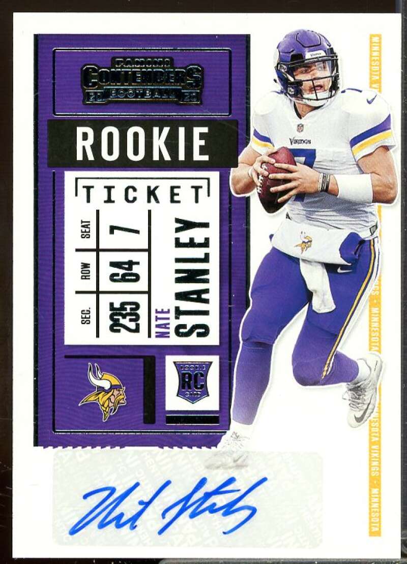Nate Stanley AU Rookie Card 2020 Panini Contenders Rookie #291  Image 1