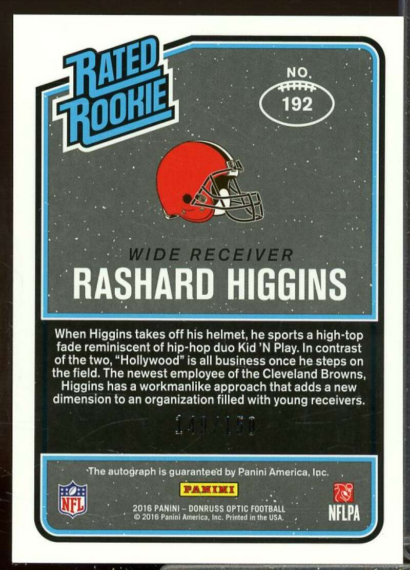 Rashard Higgins Rookie Card 2016 Donruss Optic Rated Rookies Autographs #192  Image 2