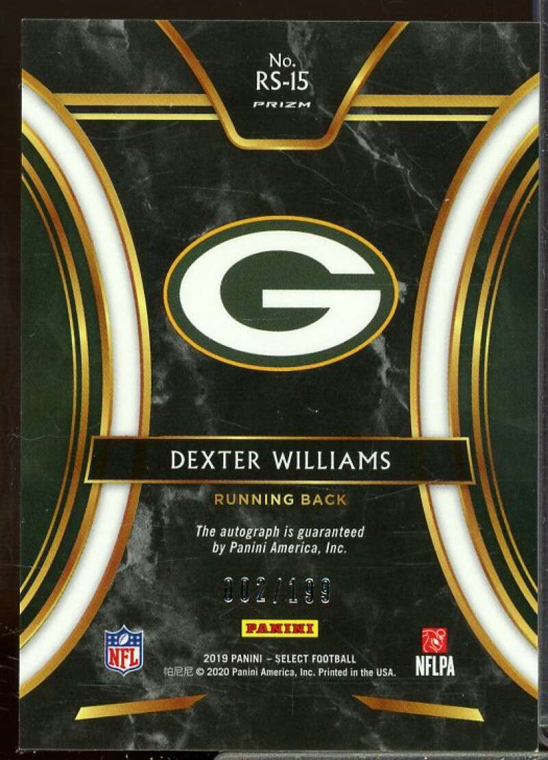 Dexter Williams/199 Rookie Card 2019 Select Rookie Signatures Prizm #15  Image 2