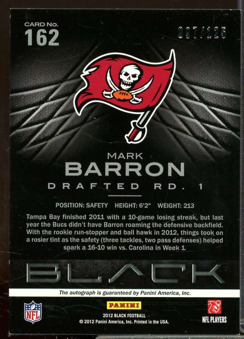 Mark Barron/125 Rookie Card 2012 Panini Black Rookie Signatures #162  Image 2