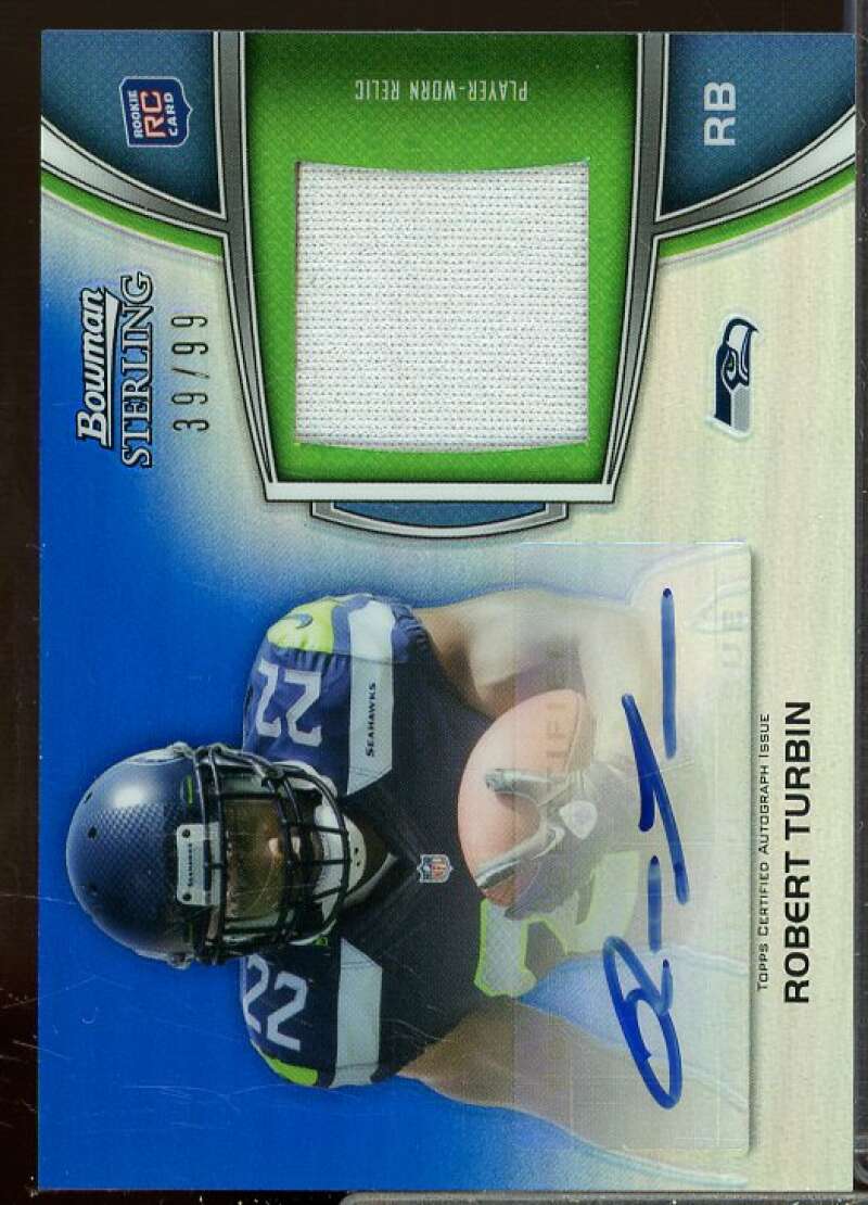 Robert Turbin JSY AU EXCH 2012 Bowman Sterling Blue Refractors Rookie #BSARRTU  Image 1