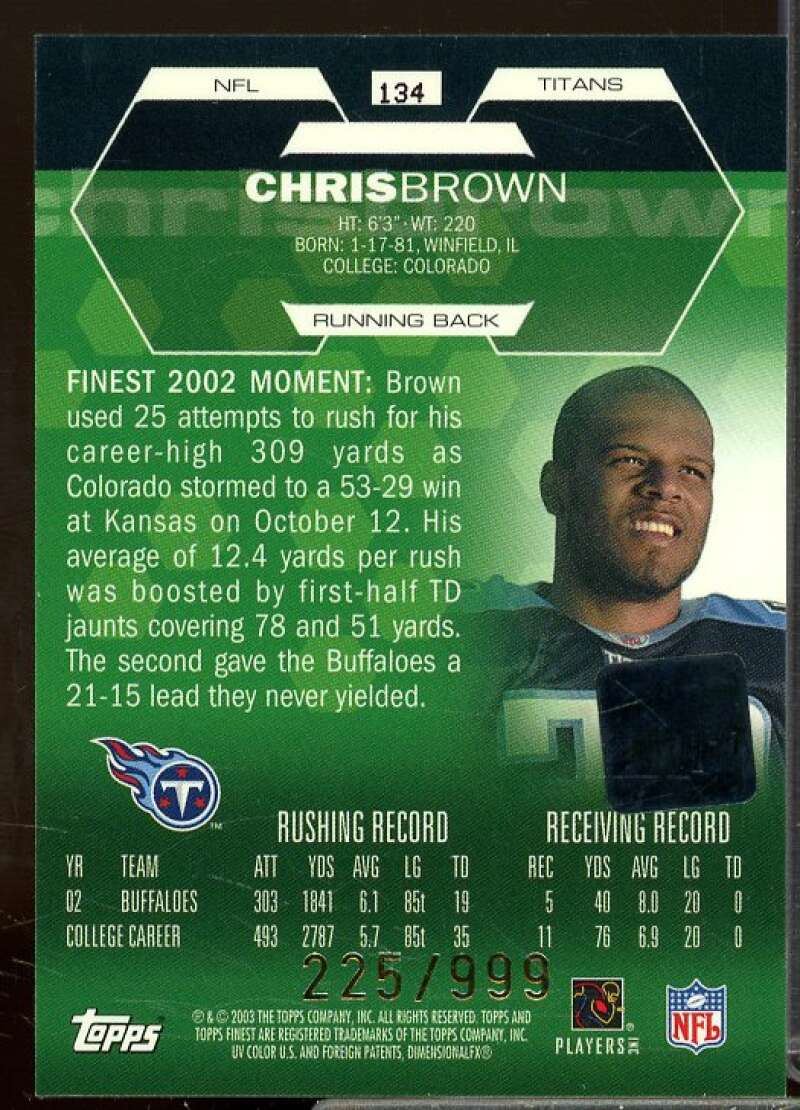 Chris Brown AU Rookie Card 2003 Finest Rookie #134  Image 2
