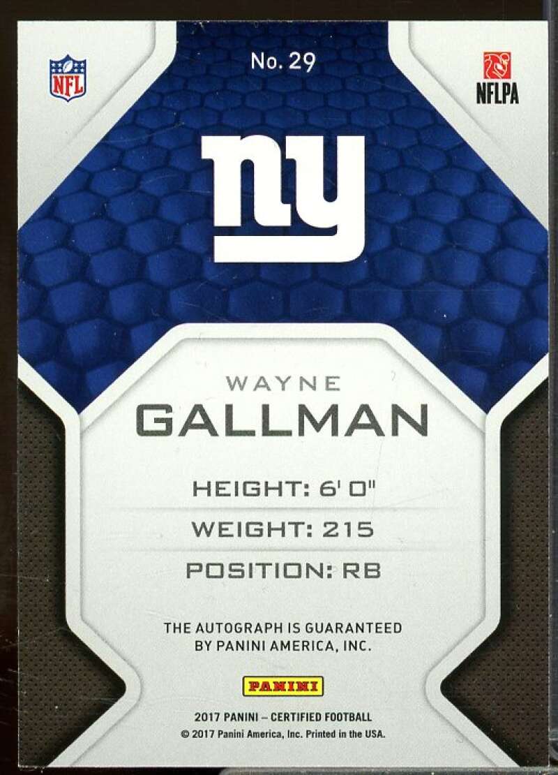 Wayne Gallman/99 Rookie Card 2017 Certified Rookie Roll Call Signatures #29  Image 2