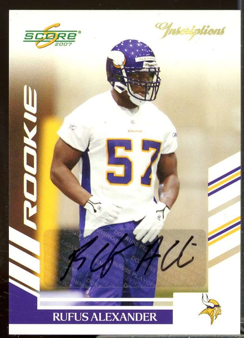 Rufus Alexander Rookie Card 2007 Score Rookie Inscriptions #328  Image 1