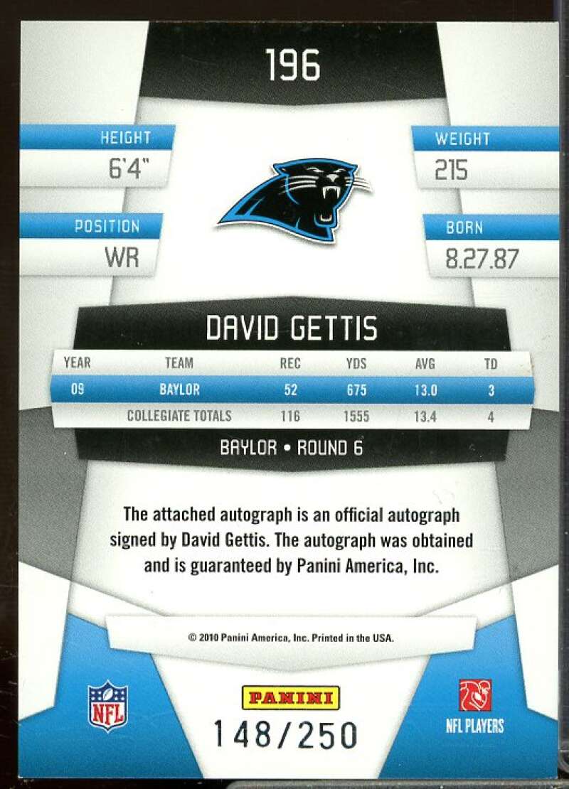 David Gettis/250 Rookie Card 2010 Certified Mirror Red Signatures #196  Image 2