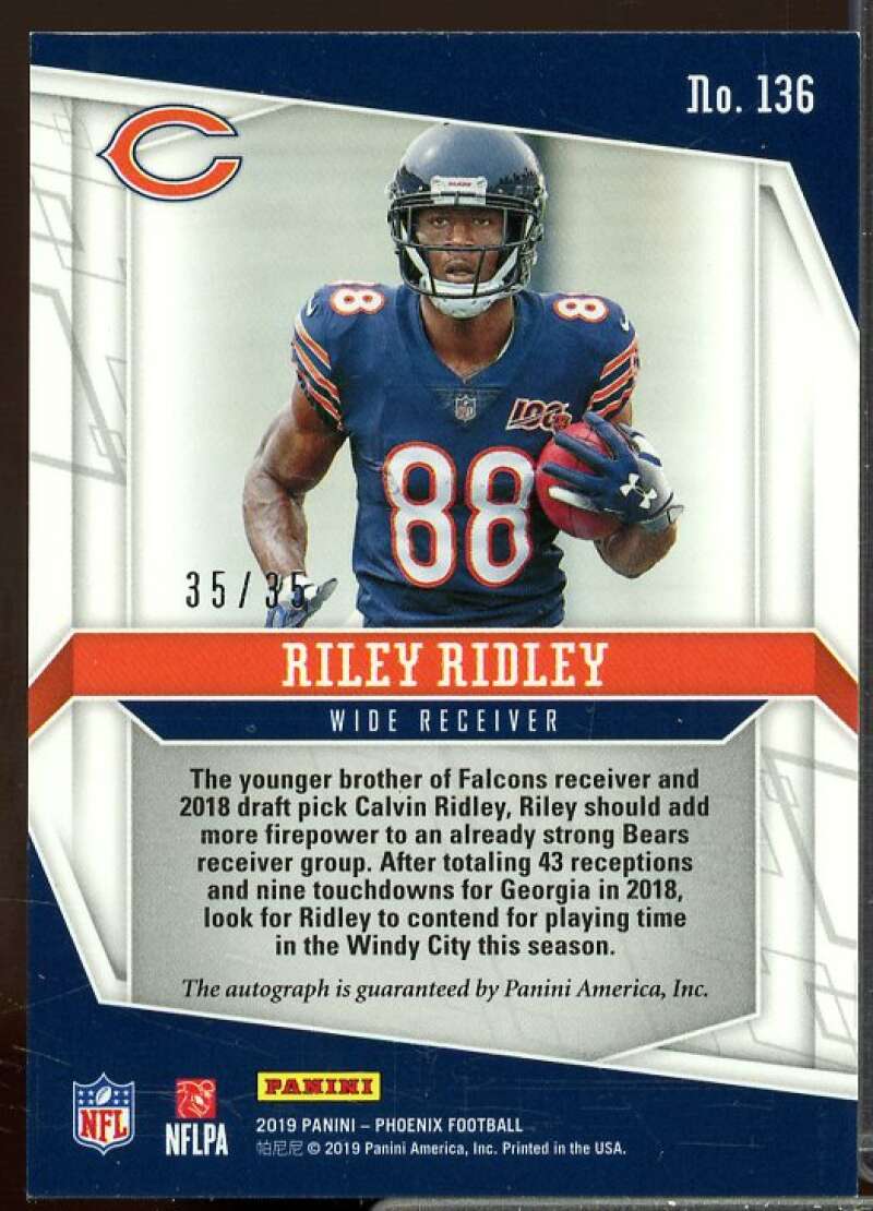 Riley Ridley/35 Rookie Card 2019 Panini Phoenix Rookie Autographs Pink #136  Image 2