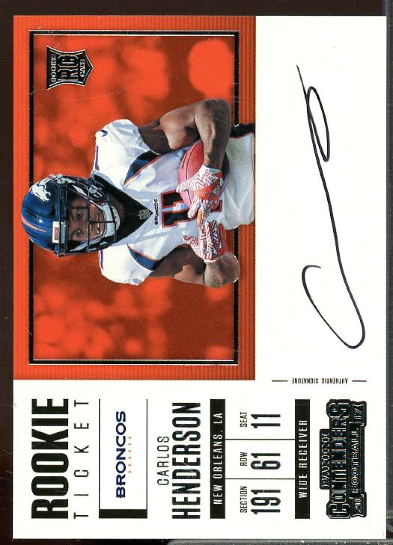 Carlos Henderson Auto SP Rookie Card 2017 Panini Contenders Rookie #372  Image 1